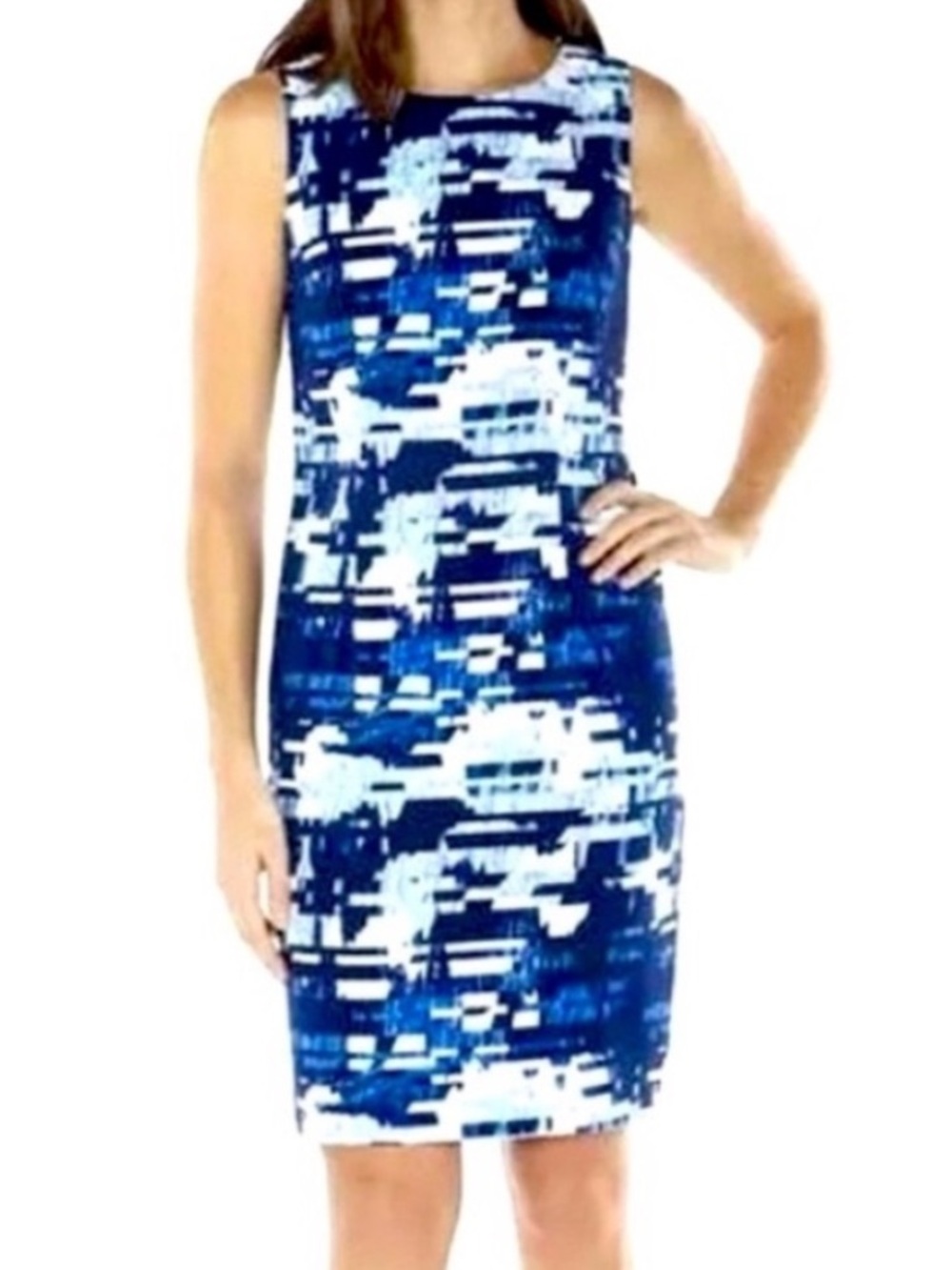 NWT Mario Serrani Sleeveless Cobalt Royal Blue White Summer Dress